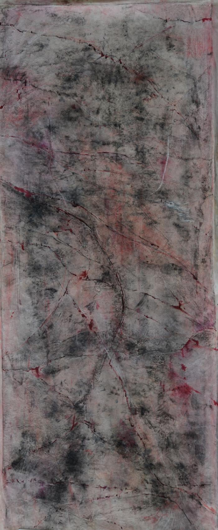 Graphiterre rose et noir 2009, inks, on canvas, 50x150cm. 